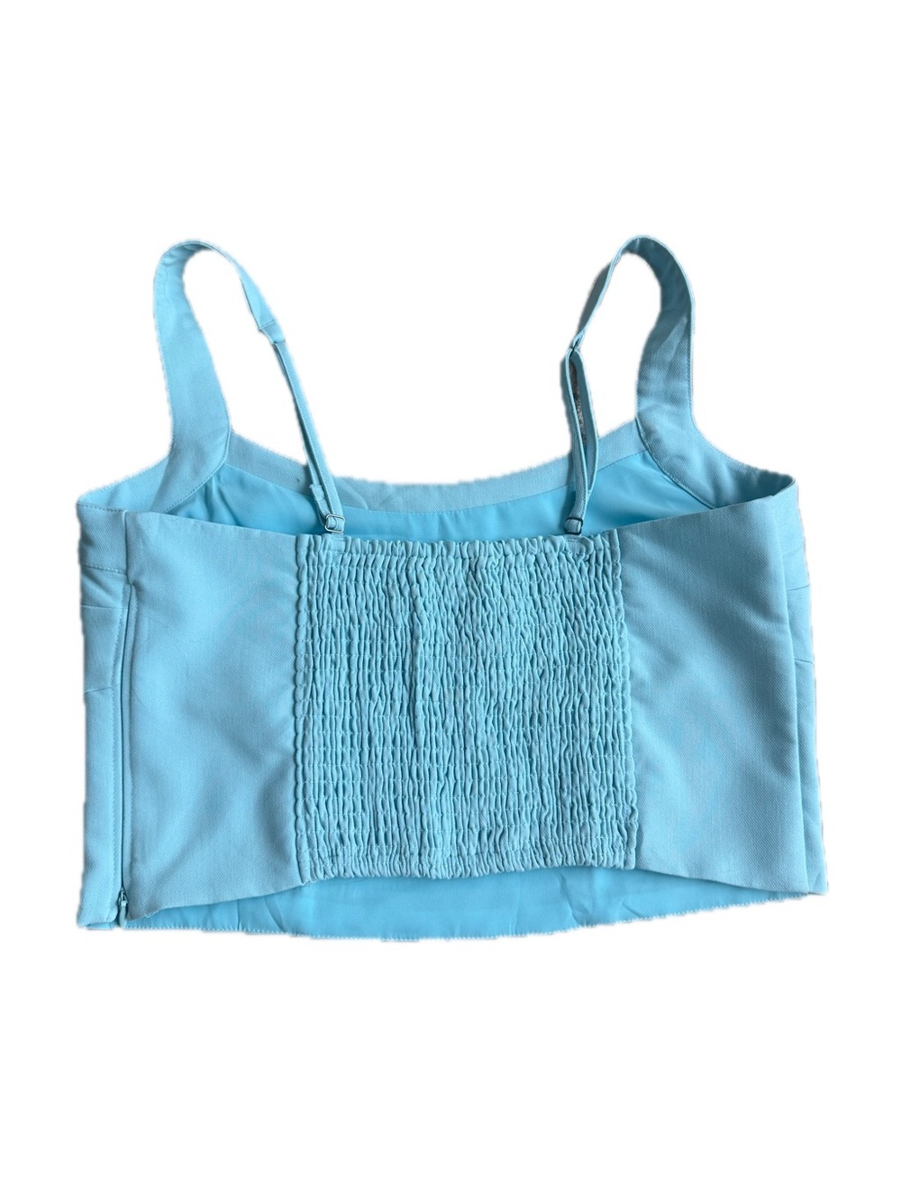 Abercrombie & Fitch Sky Blue Cropped Tank, Smocking Back With Zipper on Side - Picture 9 of 12